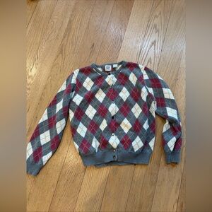 Vintage Gap Cotton Multicolor Argyle Pattern Knit Cardigan Sweater 90s USA M Vtg